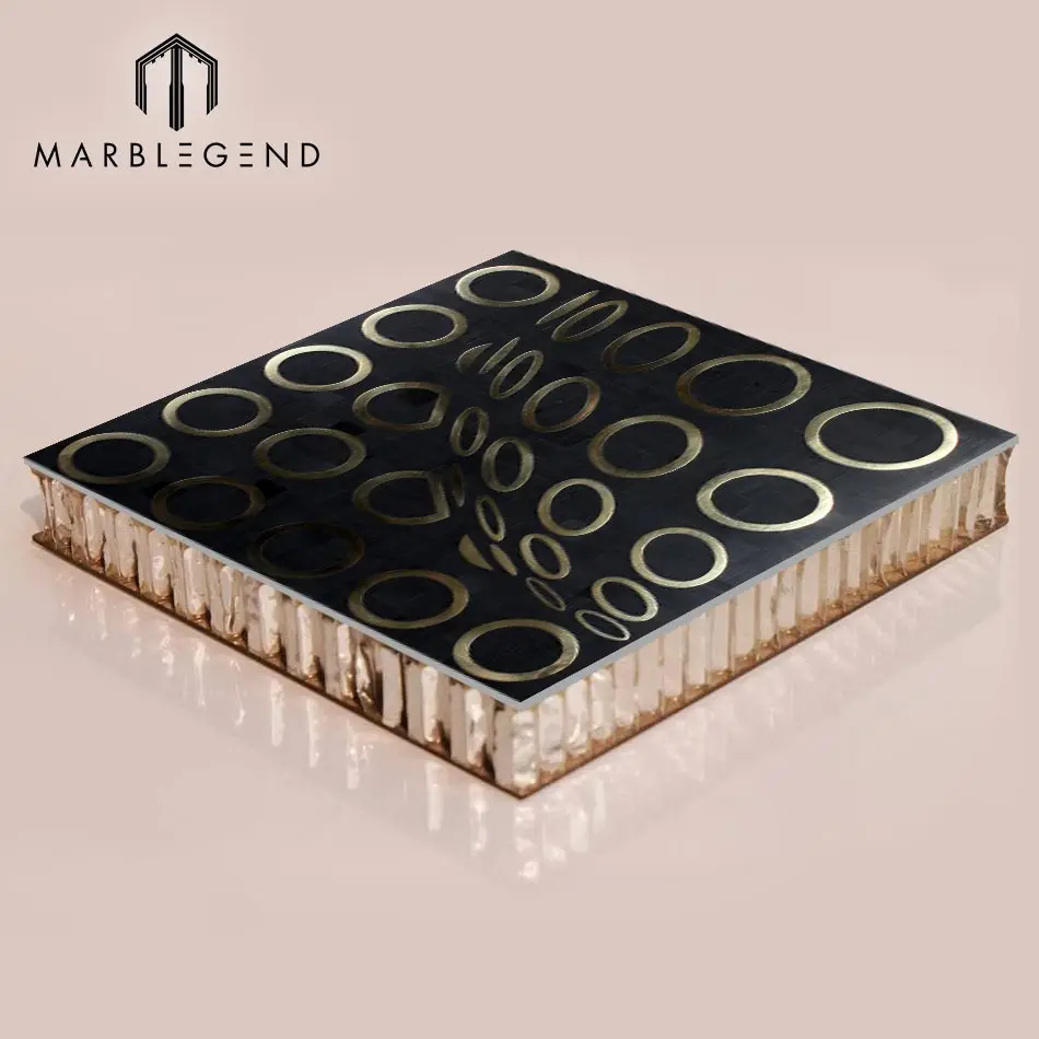 lightweight natural black Marble Composite Aluminium Honeycomb Panel Wall Cladding