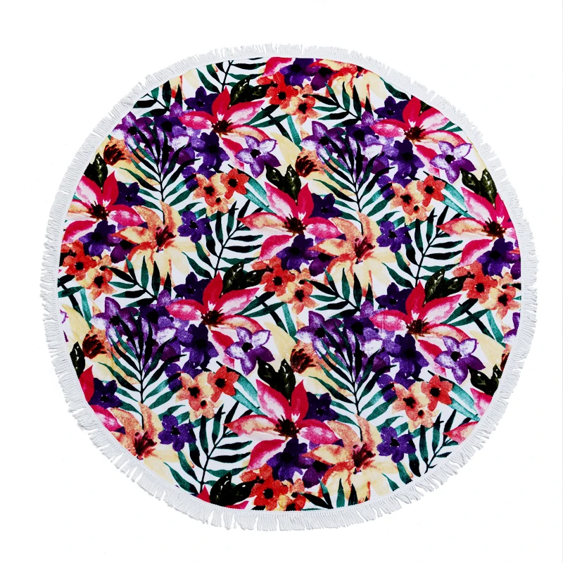 Круглое пляжное полотенце хорошего качества из хлопка в богемном стиле для улицы
