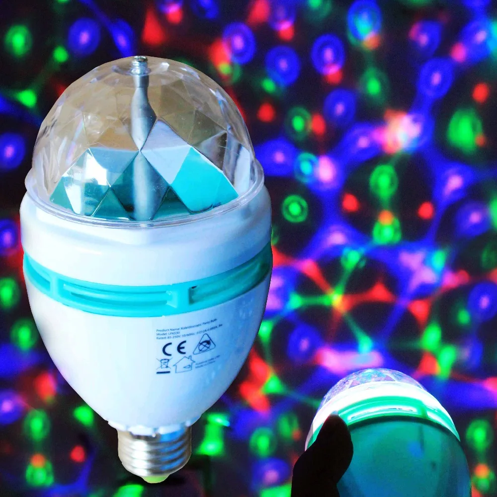 3w LED Full Color Crystal Auto Rotating party Disco Light Bulb with B22 Bayonet Cap