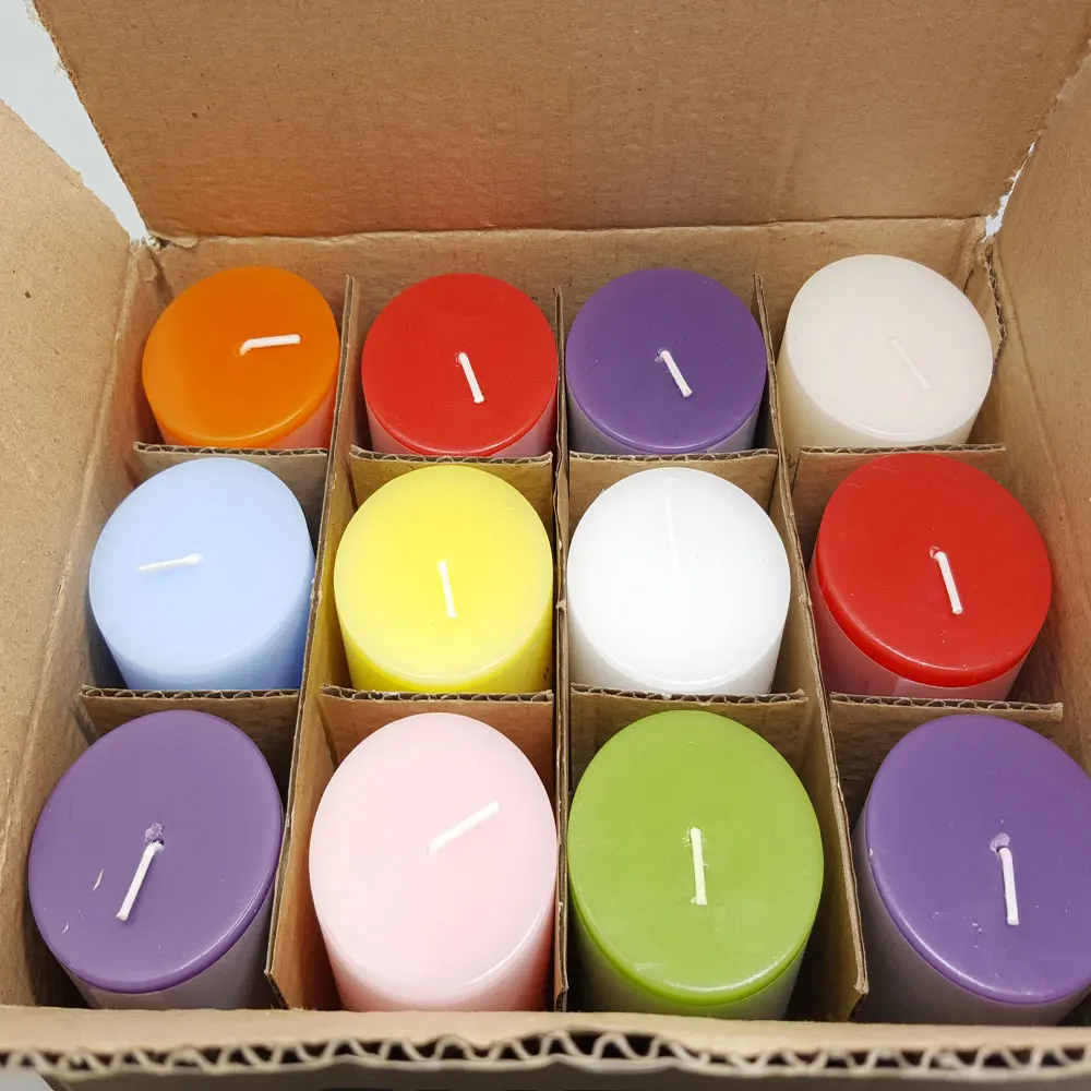 Eeurope standard colorful round white pillar candles for home decoration