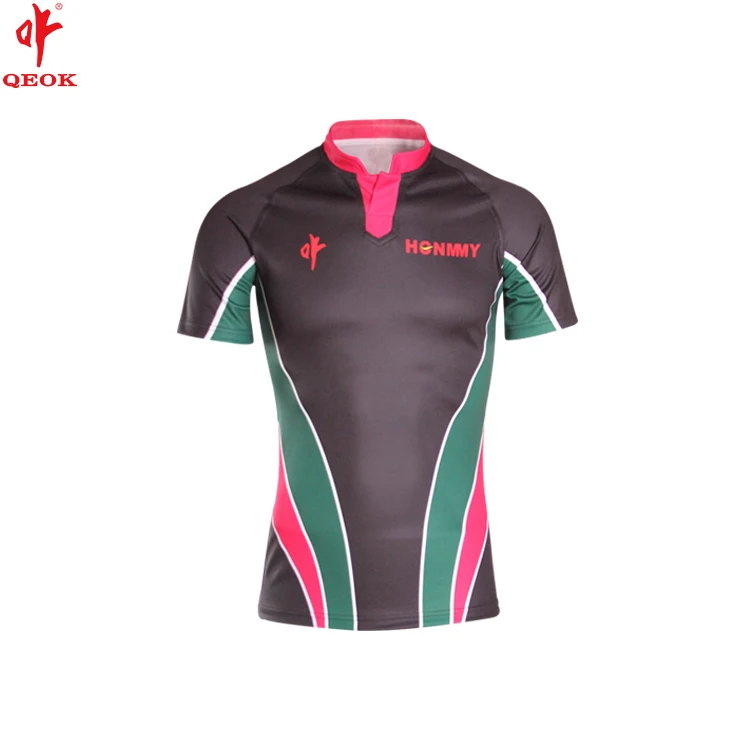 Sublimation uniforms,Rugby t shirt,Black jersey football and short pants (60657195016)