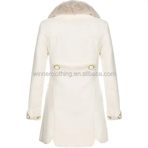 
Elegant rabbit fur collar White Princess Style Winter Coat for girls 