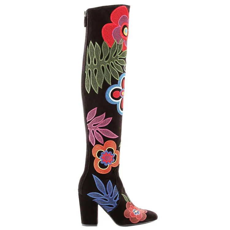Floral Embroidered handmade Suede shoes ladies 2017 women shoes boots model