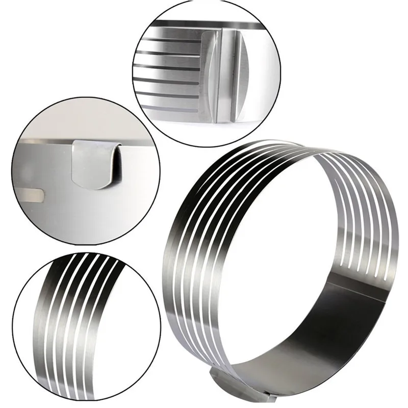Food Grade Stainless Steel Adjustable Mousse Cake Ring Chiffon Sponge Cake 5 Layer Cake Slicer Leveler