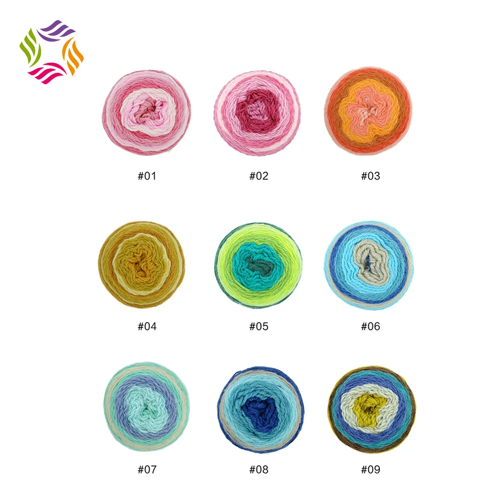 2017 multi-coloured cake yarn idael acrylic wool yarn a good-value fancy knitting yarn for women