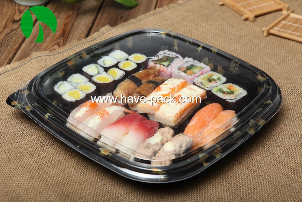 Square HP-36 sushi container box anti-fog plastic plate trays