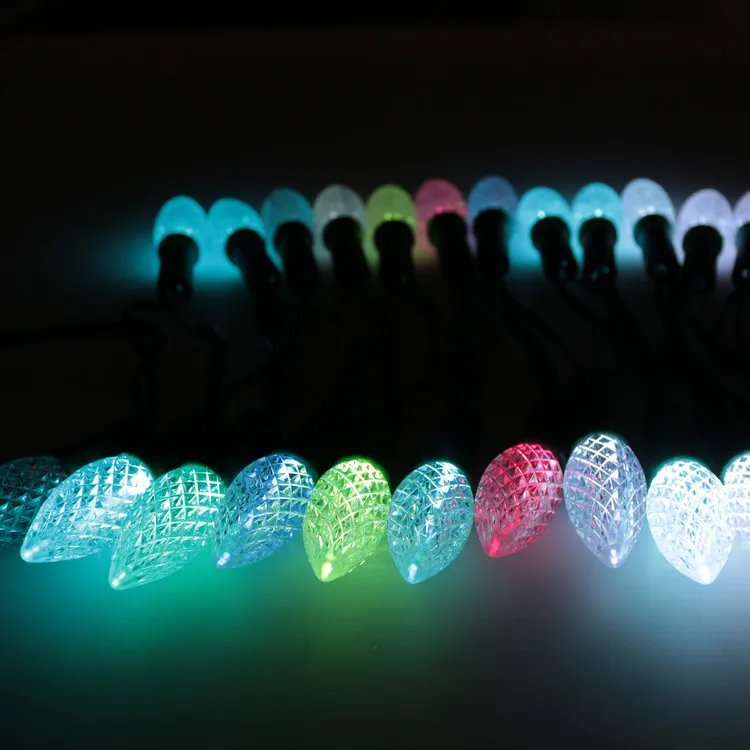 Wholesale C9 programmable WS2811 8mm rgb dc5v led pixel string christmas light led bulbs
