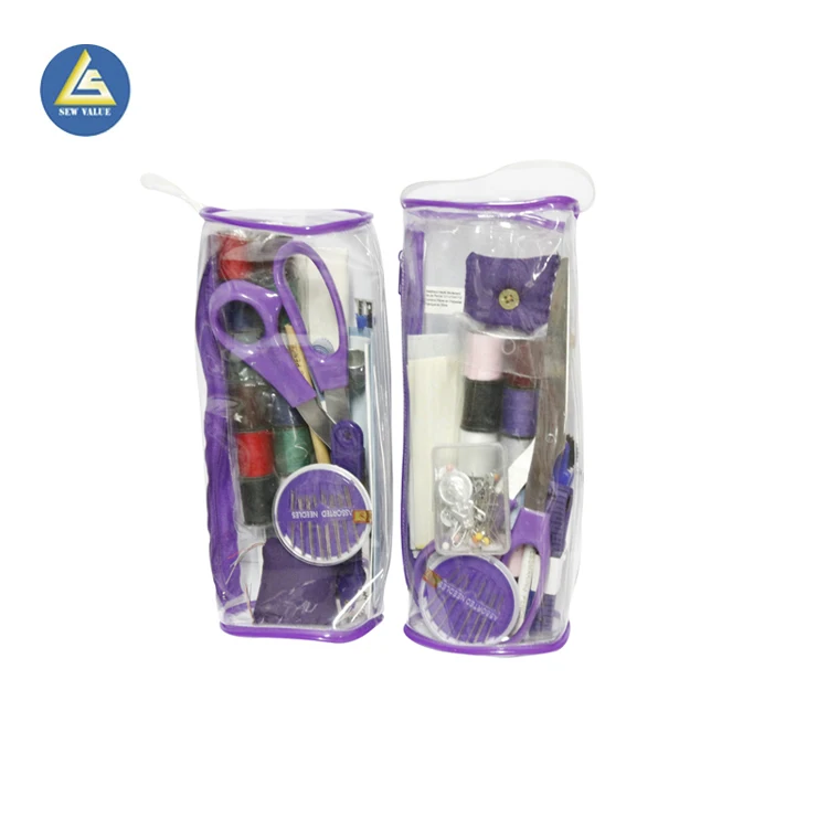Hotsale cheap travel sewing kit in PVC bag for emergency repair with sewing thread and scissors
