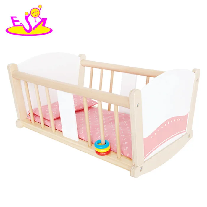 Hot selling Pretend play Wooden Doll Furniture Doll Bunk Bed with Storage Box W06B035