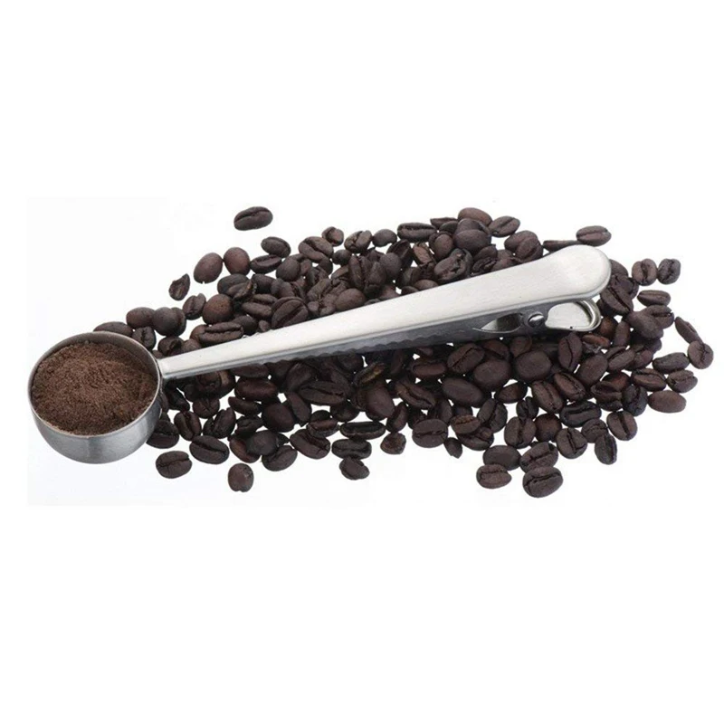 
High quality stainless steel coffee tea measuring spoon with Integrated Seal Bag Clip Tools Tea Scoop 