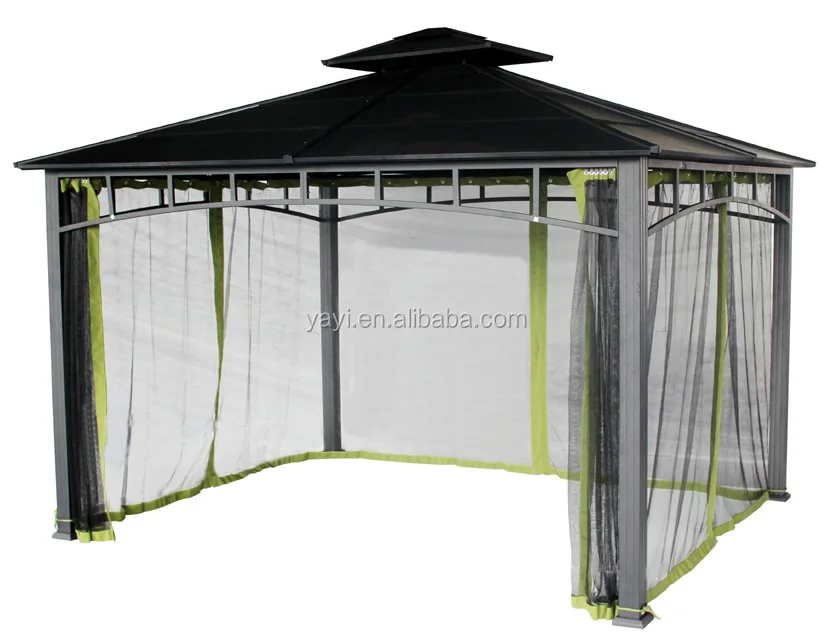 Weather-Resistant Pergola Aluminum Gazebo For Outdoor Garden Backyard Use with 4 curtains