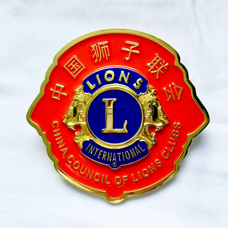 Custom Car Chrome Logo Badges 3d metal enamel car bumpers Emblem for Lion Club