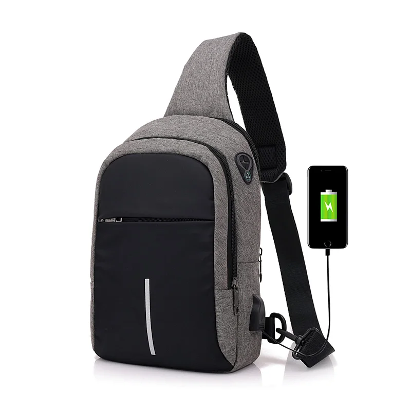 Water Resistant Reflective Straw Crossbody Bag Anti-theft Shoulder Chest Bag With USB Charger Port