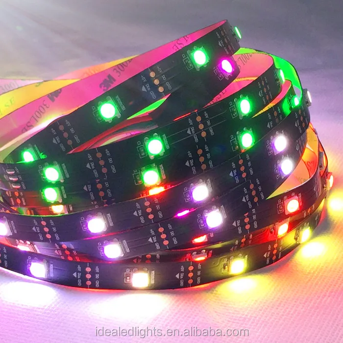 DC5V Black PCB Digital Programmable Addressable ws 2812b RGB Led Flexible Strip with 30 leds
