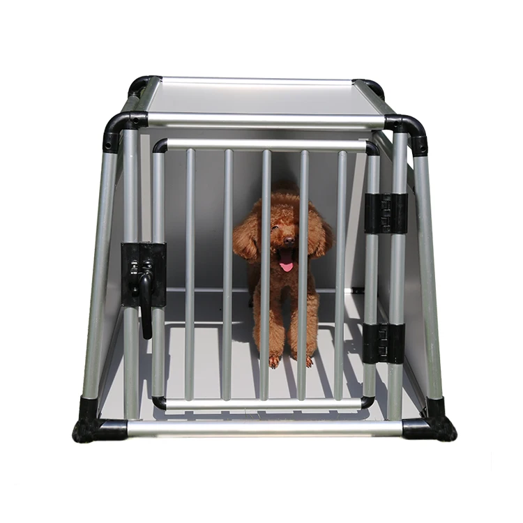 High quality single-door aluminum transport dog carrier pet cage round tube transport box dog cage