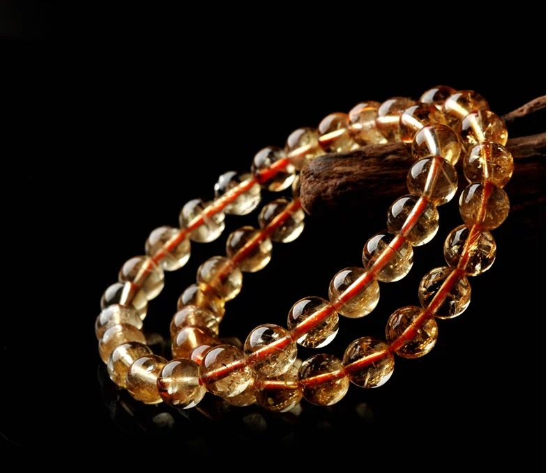 2018 Fashion Natural Round Beads Stretch Citrine Bracelets