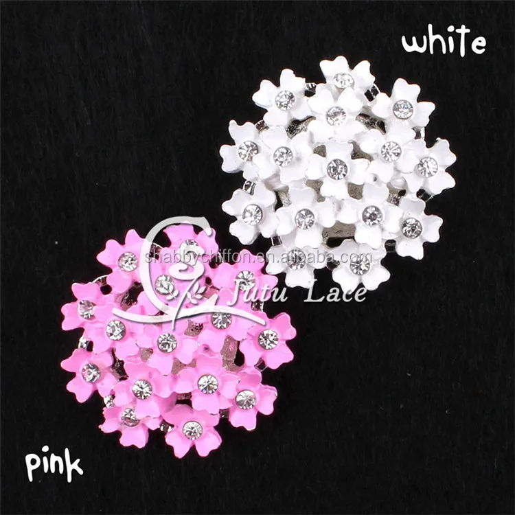 25 мм розового и белого цветов на пуговицах с цветочным принтом со стразами центр-плоские с одной стороны Стразы garment accessories-аксессуары для волос украшения