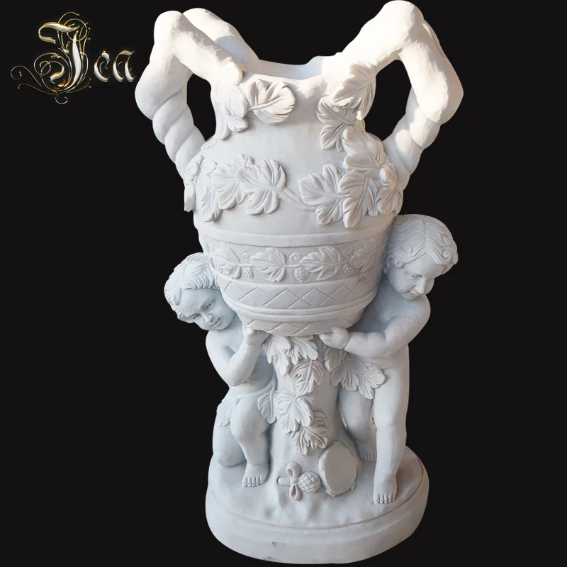 Резной Открытый сад декоративных большой белый мрамор горшок