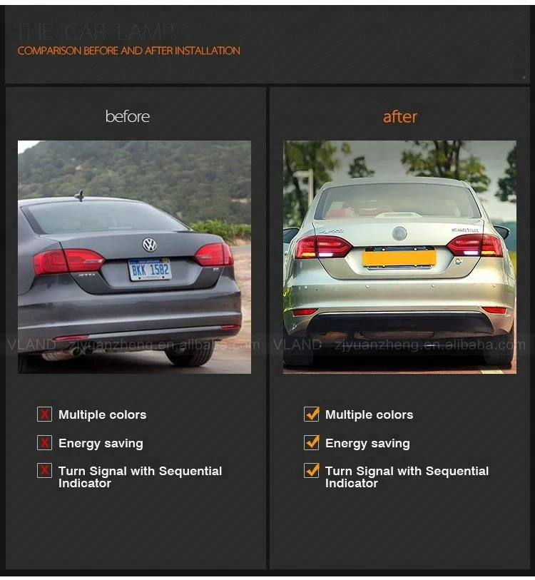 Auto Lamps Car Wholesaler VW MK6 LED Tail lights Assembly Rear Lamp for Sagitar