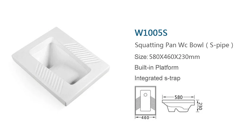 
Good quality Asian squatting toilet ceramic squatting pan wc bowl 