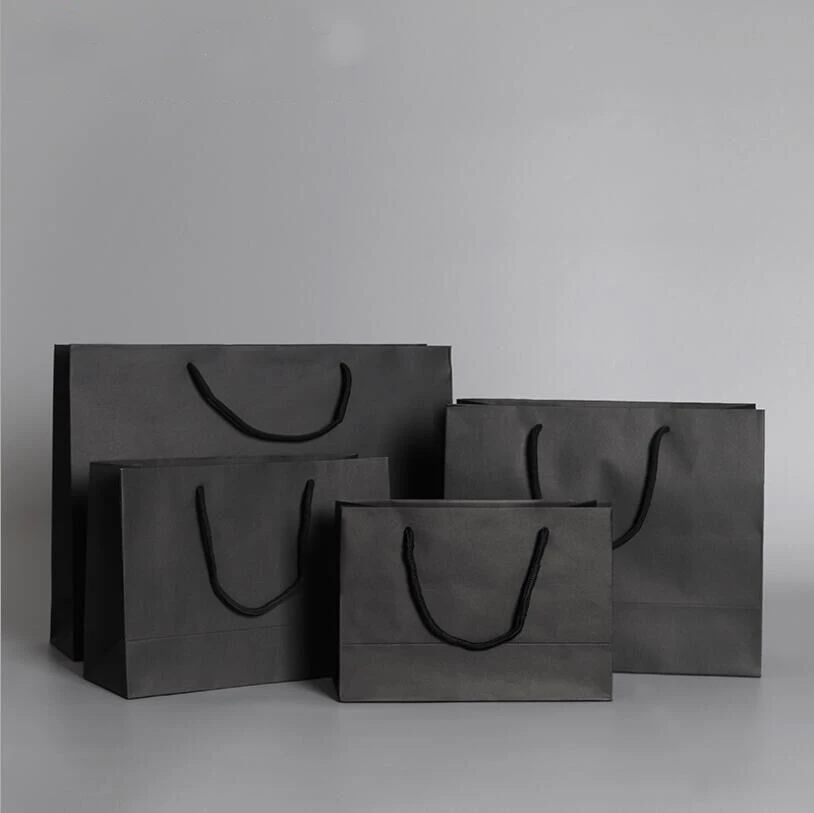 20*28*10CM Custom logo and size high quality black paper shopping bag be your gifts