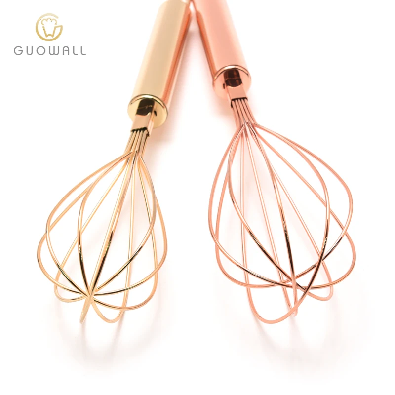 Manual Stainless Steel With Gold Plating Kitchen Cooking Baking Egg Beater Whish