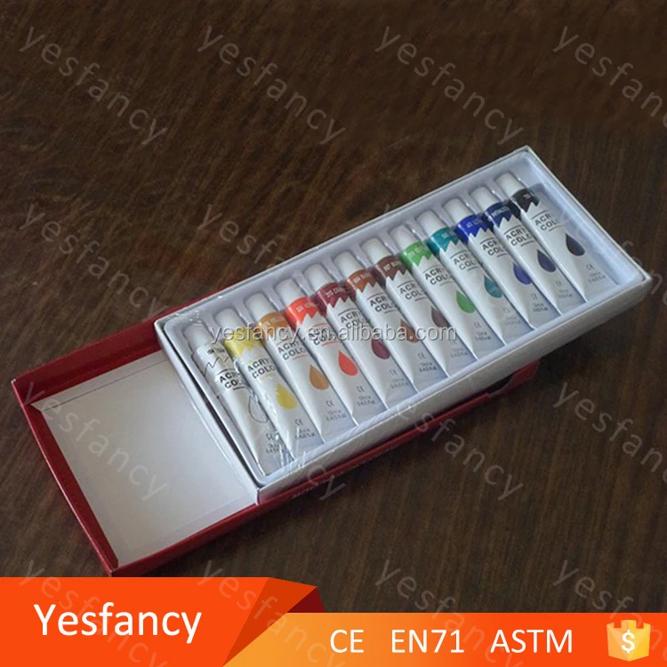 good quality 12ml 12 colours acrylic painting techniques ideas