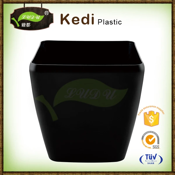 colorful supermarket on sale thick plastic flower shape pot colorful square black ceramic flower pot