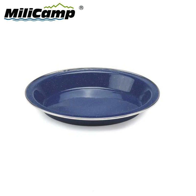 Camping travel enamel tray picnic round plate custom enamel plate