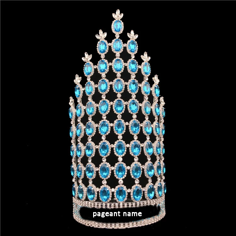 12 inch Custom large Crown Rhinestone Pageant big Crowns Crystal adjust Band Tiara