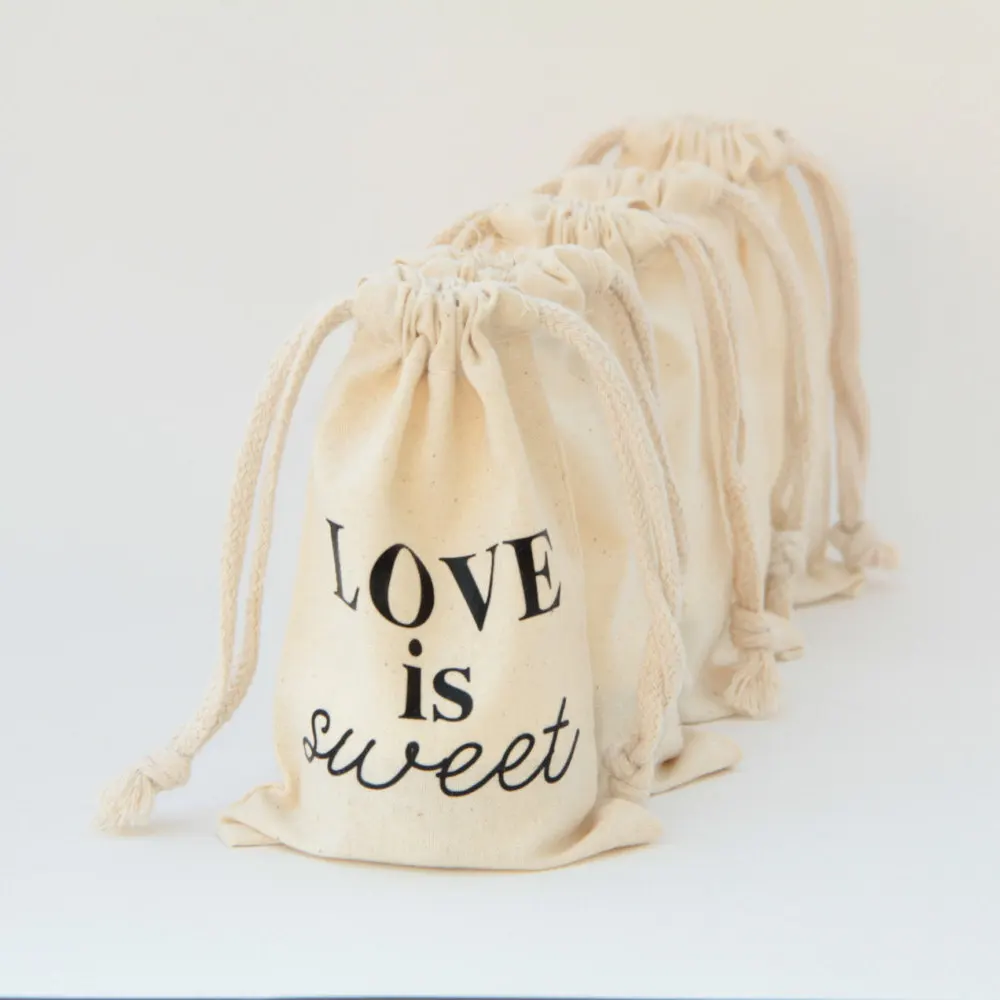 Custom Small Cotton Muslin Drawstring Bag