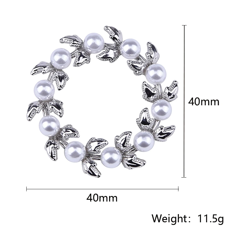 Hot selling fashion women round shaped alloy horseshoe brooches pearl garland brooches