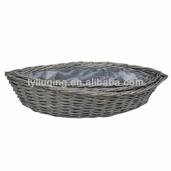 оптовая завод судно снабжения серый цвет плетеной/щепы завод сада брачной корзине с пластиковый вкладыш