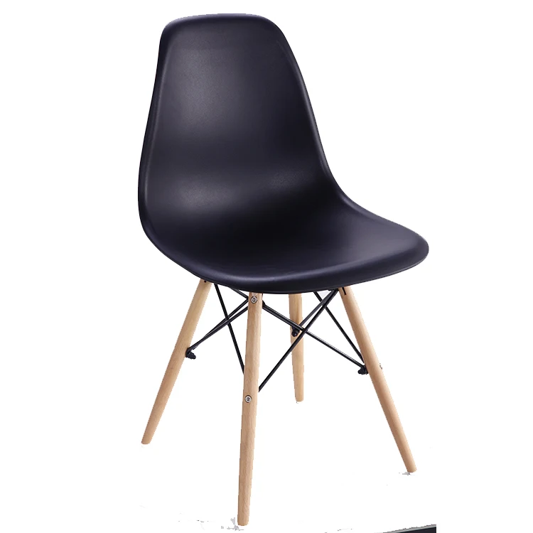 Popular Luxury Coffee Shop Modern Used EAM Colored PP Plastic Cafe Restaurant Dinning Dining Chair With Wooden Legs