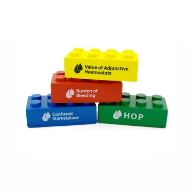 Building Brick Stress Toy Anti Stress Ball Brick Promotional Custom Logo Printed PU Foam Non-toxic PU Foam Stress Cement Block