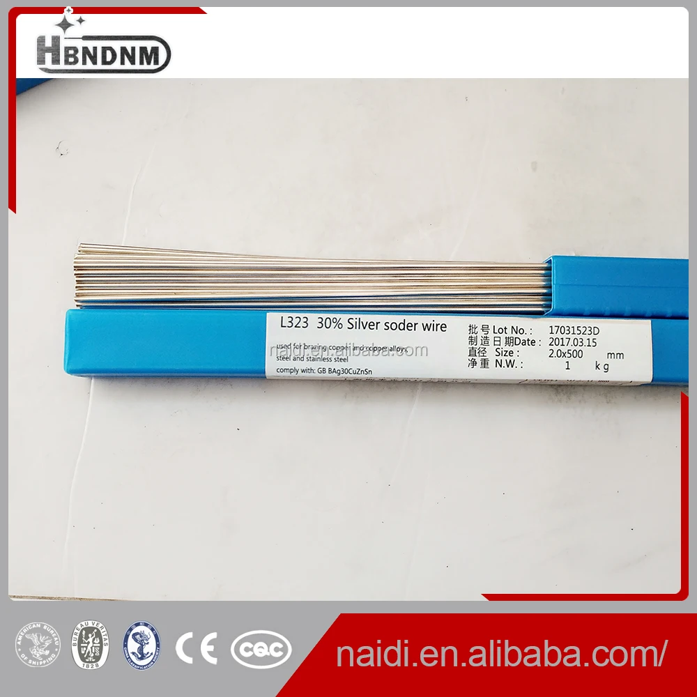 L323 30% Silver Cadium free brazing filler metal round 2mm welding rods BAg30CuZnsn