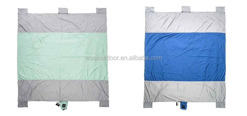 Woqi 2017 Amazon Best Selling Carries Ultralight 100% Waterproof Pocket blanket Beach Blanket / Camping Blanket/Camping Mat