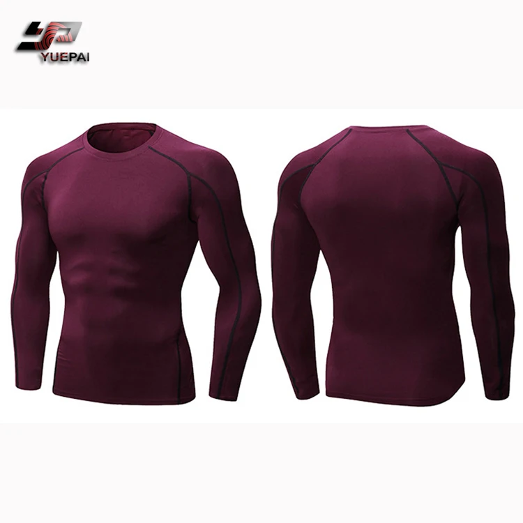 Custom print full long sleeve blank mma rash guard compression shirts men
