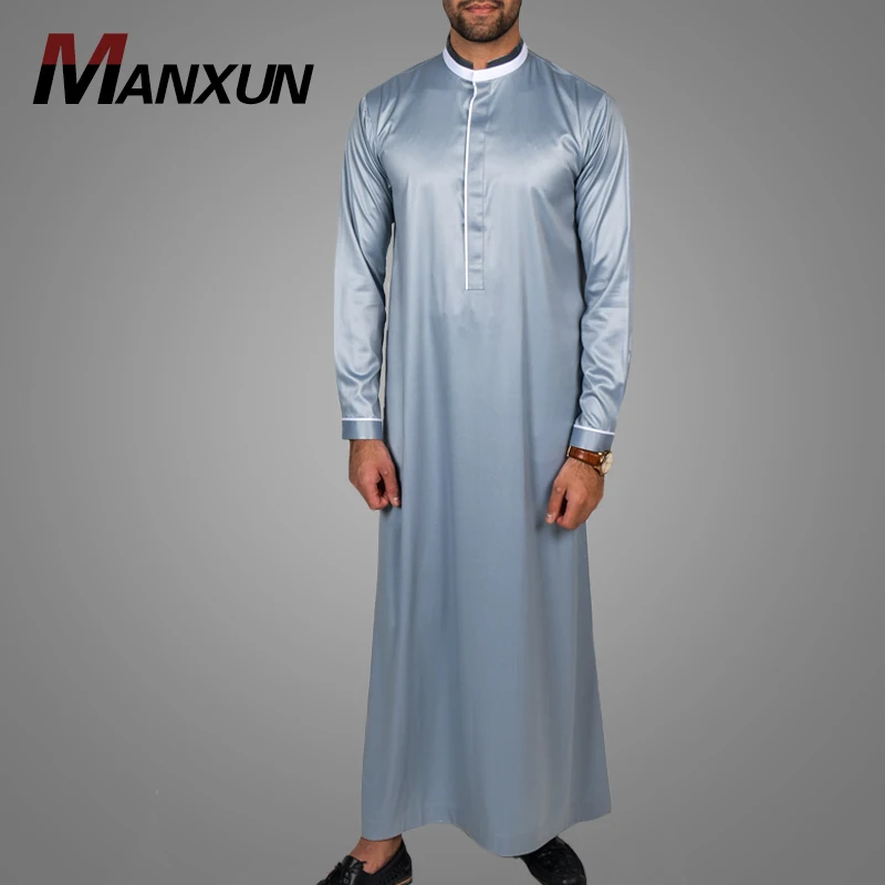 2018 New Arrival Popular Men Clothing Gentle Style Arab Thobe High Quality Satin Muslim Jubah
