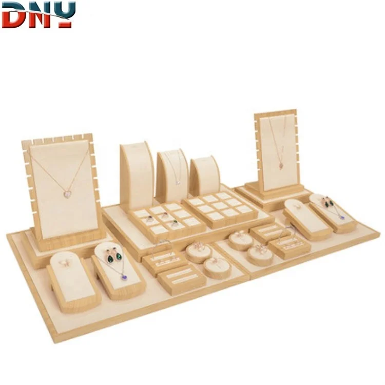 Hot sale jewelry display stand wood jewelry display for bracelet ring earrings necklace