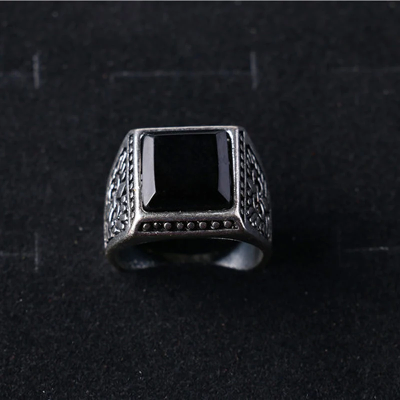 YWMT Wholesale Vintage Silver Turquoise Gemstone Ring For Men