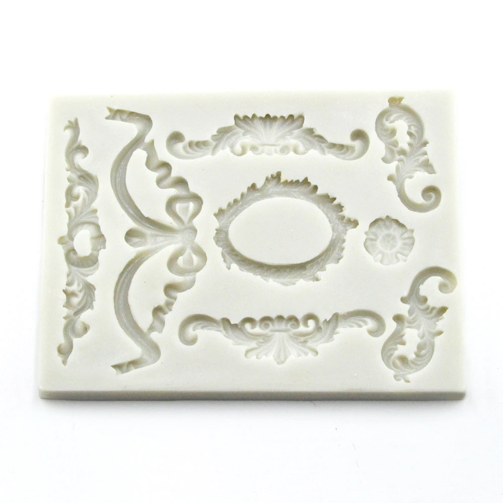 Европейская зеркальная рамка рельефная силиконовая форма в стиле ретро украшение для торта мастикой шоколада конфет желе сухой ход