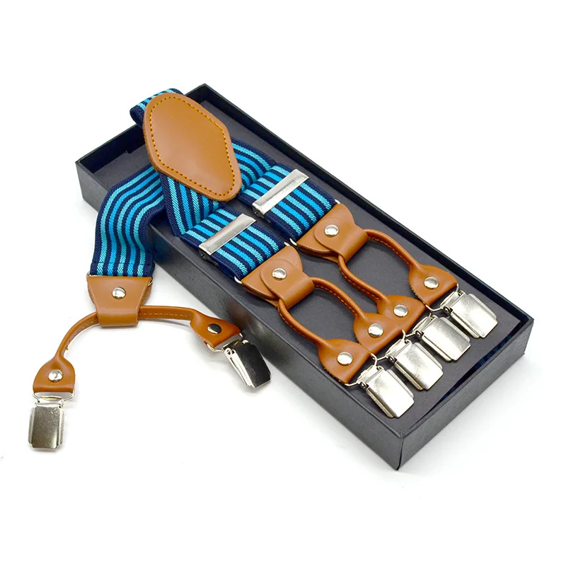 factory 4 clips  Classical Adjustable Jacquard  Elastic Y Back Men Suspender  adult  elastic braces  for Trousers