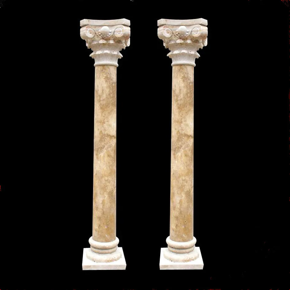 Decorative Alabaster Main Gate Stone Pillars For Balcony (YL-L049)