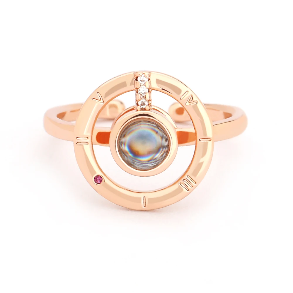 New coming unique design copper ring 100 languages I love you projection design ring