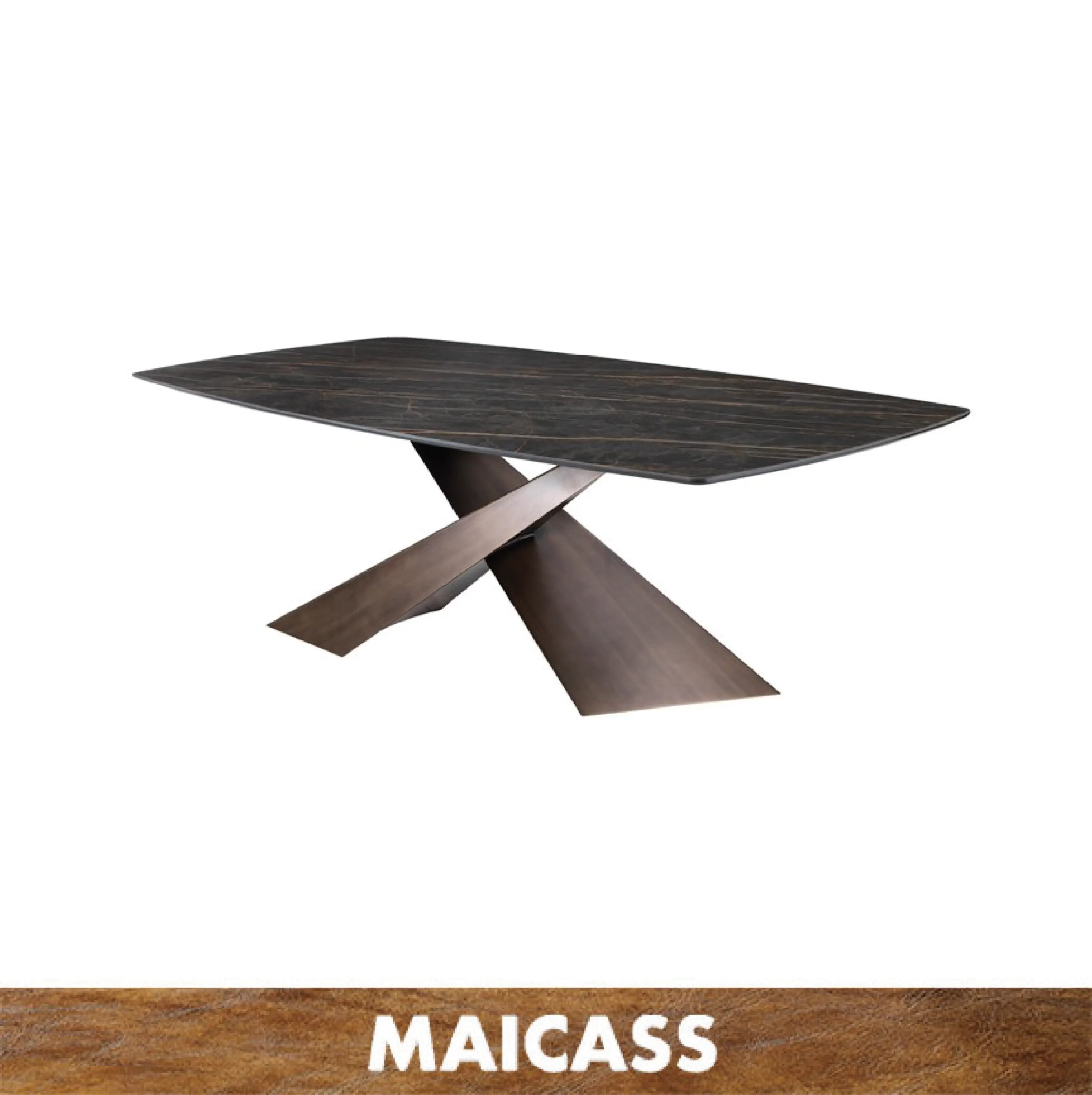 
Asymmetric tilted steel legs dining Table 