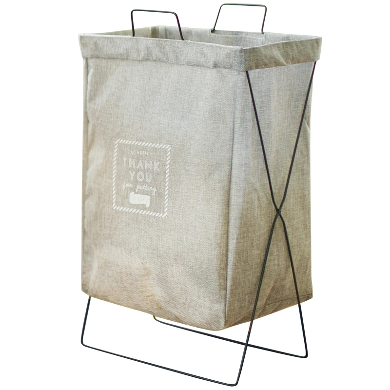 15' Tall Heavy Duty X-Frame Collapsible Laundry Hamper Fabric Wire Basket with Handles for Bedroom Dorm or Laundry Room