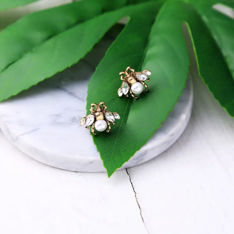 South indian bridal jewellery sets crawler Bee Pearl Earrings