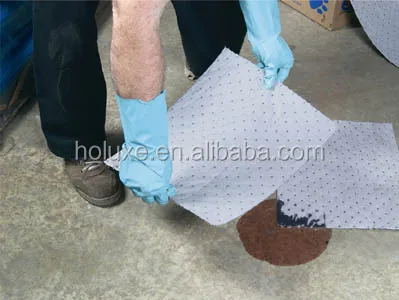 oil absorbent polymer into the mats and pads