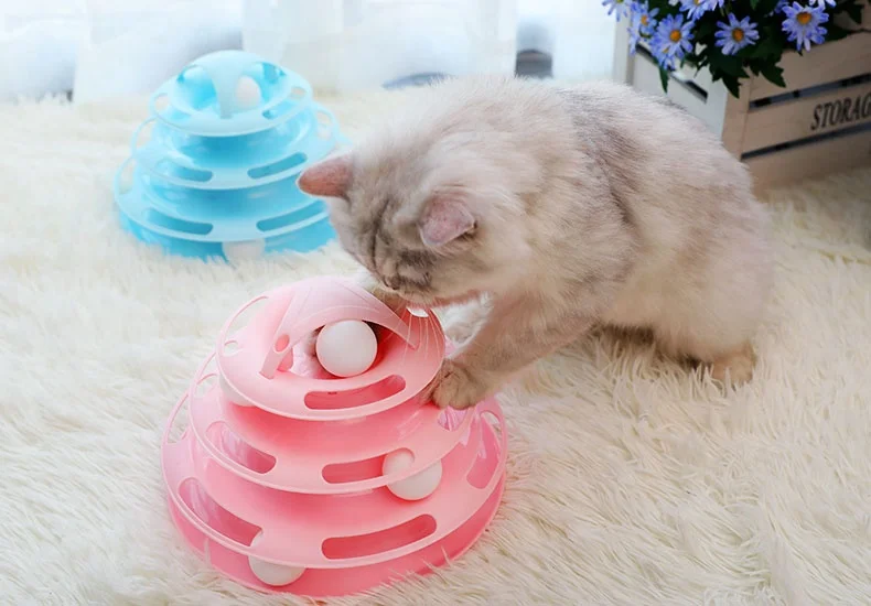 
Suitable for Multiple Cats 4-Level Rolling Ball Kitty Toys Interactive Cat Ball Toy 